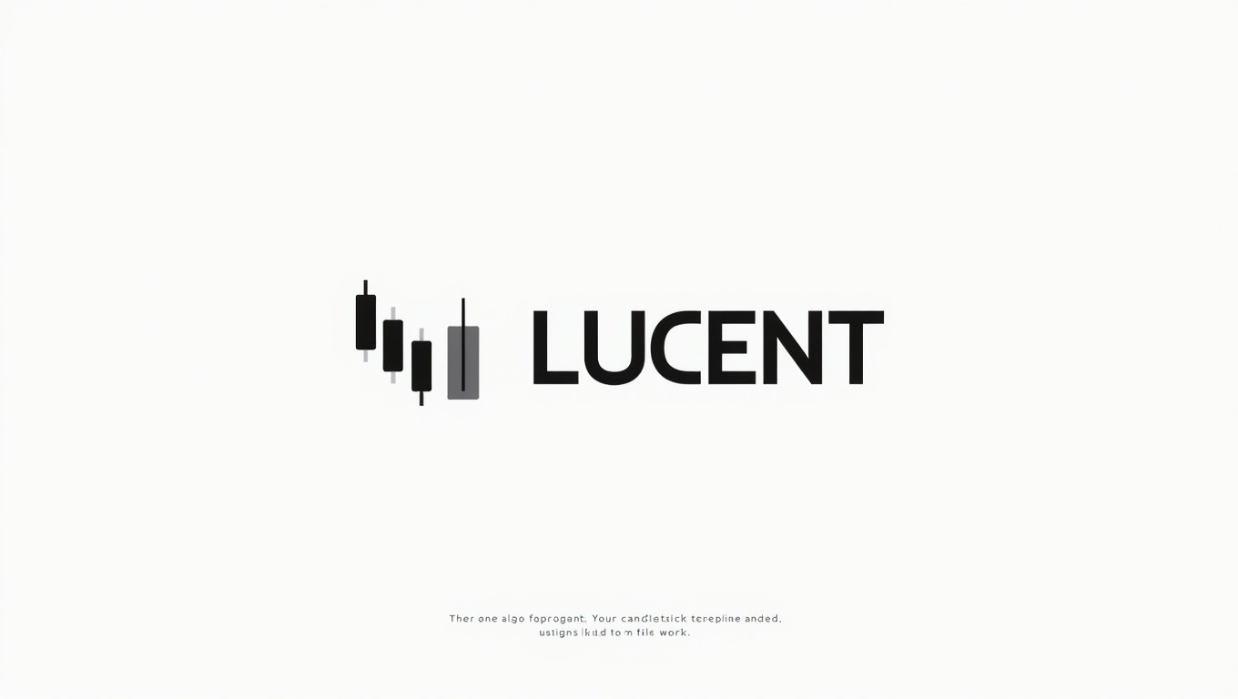 A logo design for a finance company named Lucent, emphasizing the concept of candlestick stock trading
