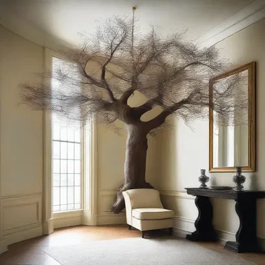 The elegant mansion had a decorative whiffletree hanging on the wall as a unique design element.