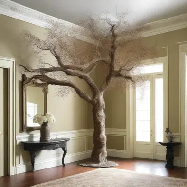 The elegant mansion had a decorative whiffletree hanging on the wall as a unique design element.
