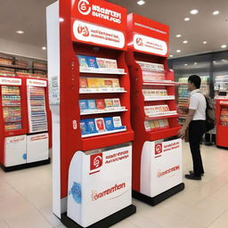 A promotional outlet filled with 80 Smartfren prepaid cards ready for activation, with an exclusive prize of a dispenser displayed prominently.