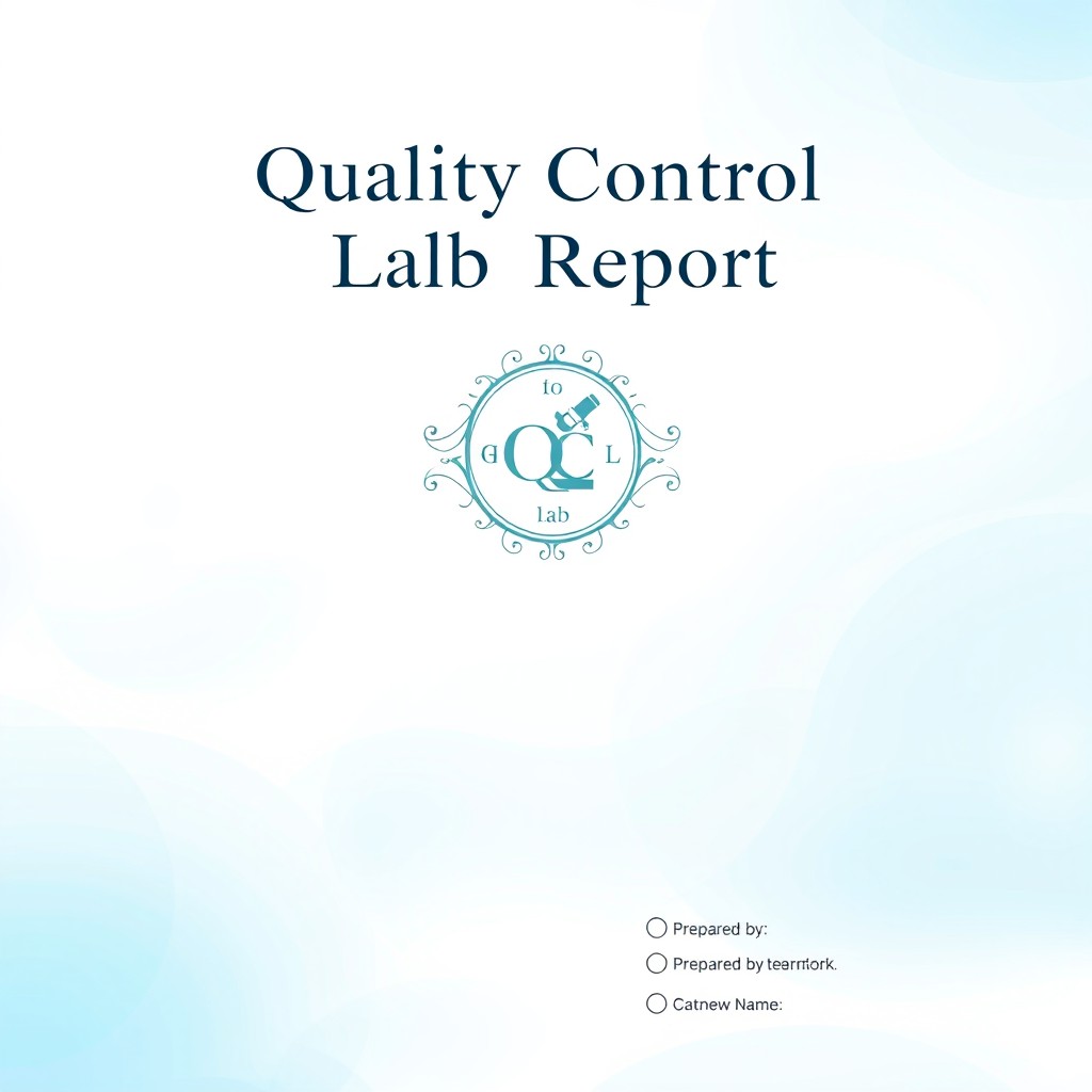 An elegant and professional cover page design for a Quality Control (QC) lab report