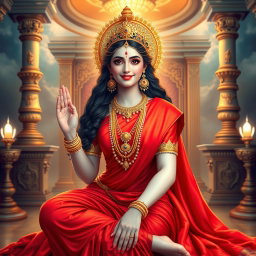 A beautiful divine goddess with milk-glow skin, adorned with exquisite jewelry around her neck and delicate payal (anklets) on her feet