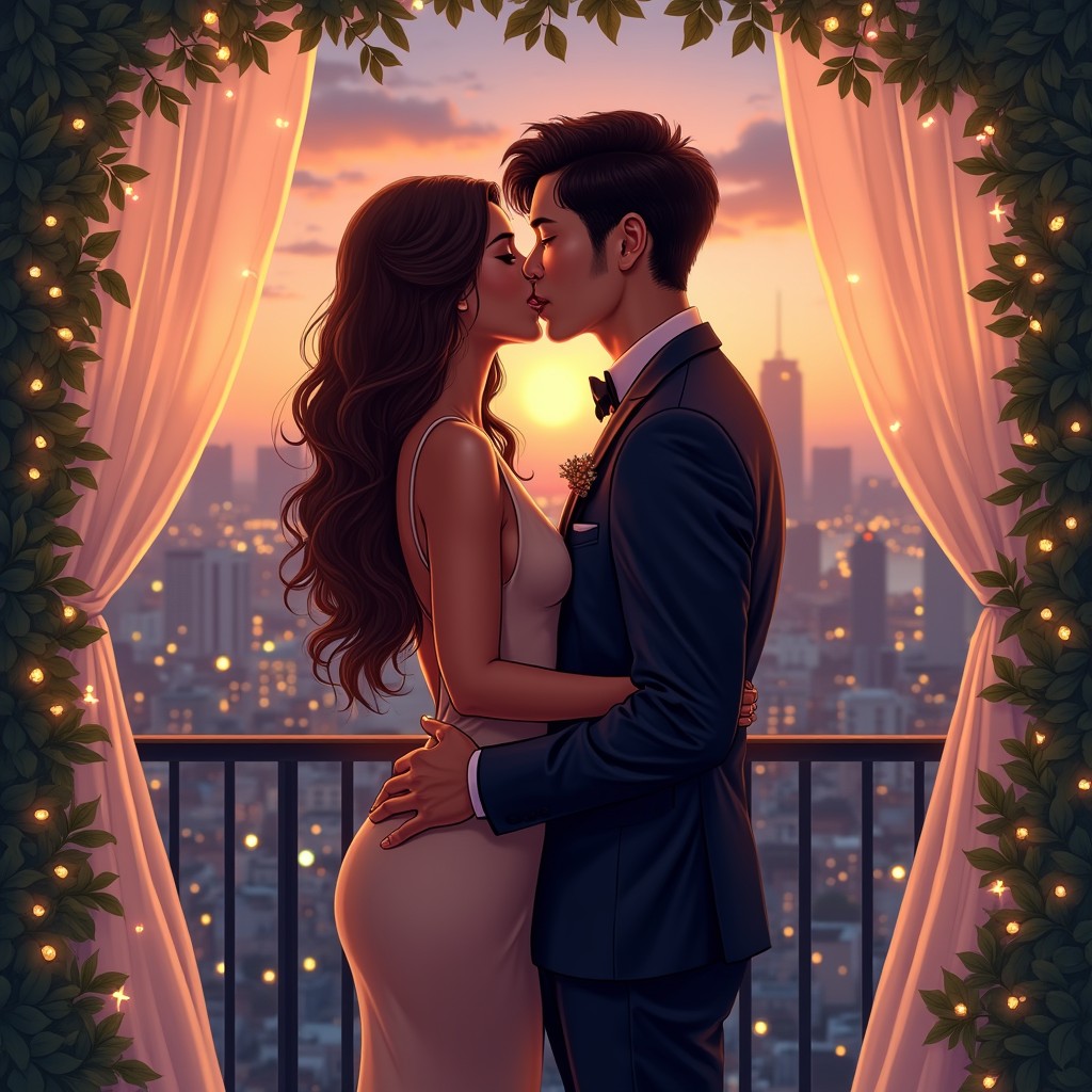 An evocative illustration inspired by 'The Kiss Quotient'