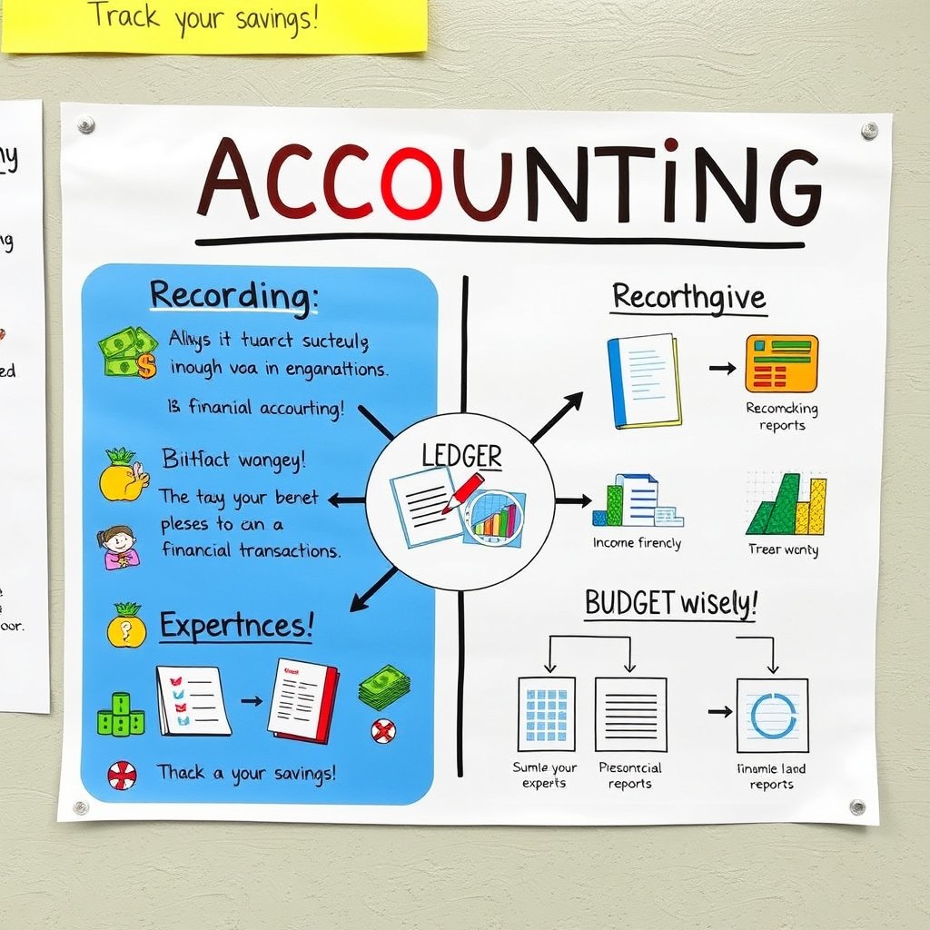 A helpful educational poster showcasing the basic functions of accounting