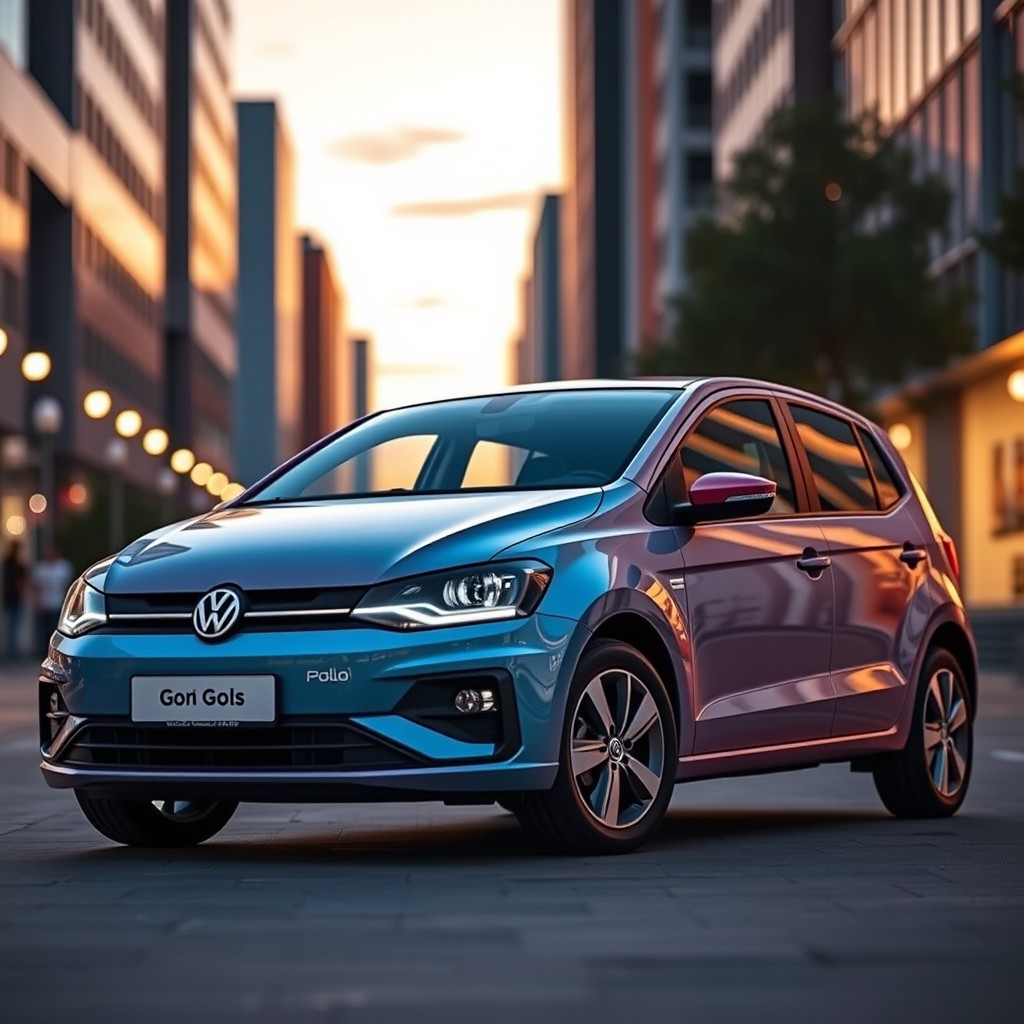 A modern Volkswagen Gol inspired by the design of the Volkswagen Polo, showcasing a sleek and stylish exterior with an emphasis on compact size