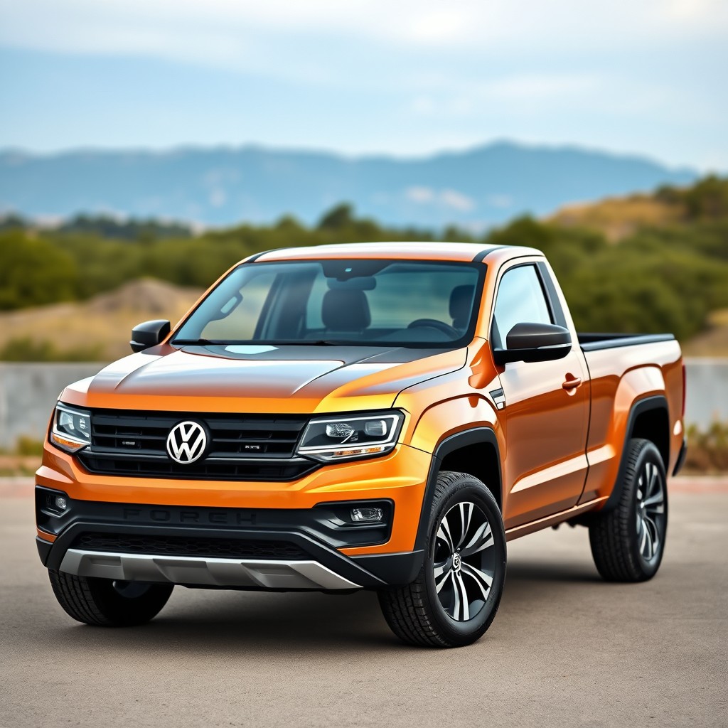 A Volkswagen pickup truck designed to be the same size as the Fiat Toro, incorporating distinctive features reminiscent of the Volkswagen Amarok