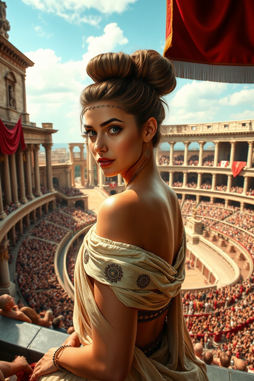 Majestic Roman Queen in the Colosseum