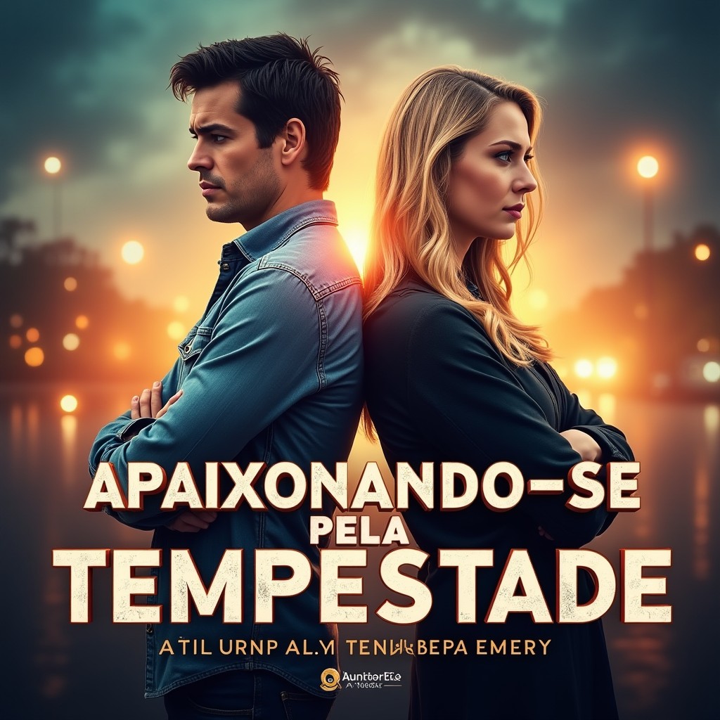 A photorealistic ebook cover for a romantic comedy titled 'Apaixonando-se pela Tempestade' by author Fernanda Emery, sized at 2560x1600 pixels