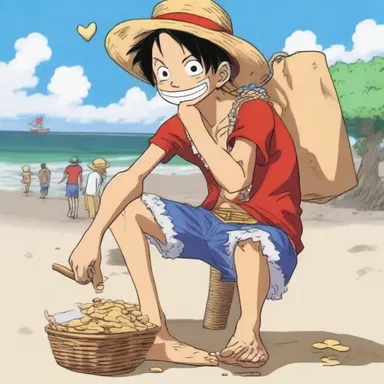 In the anime series 'One Piece', Luffy's favorite snack is a bag of peanuts that he always carries with him.