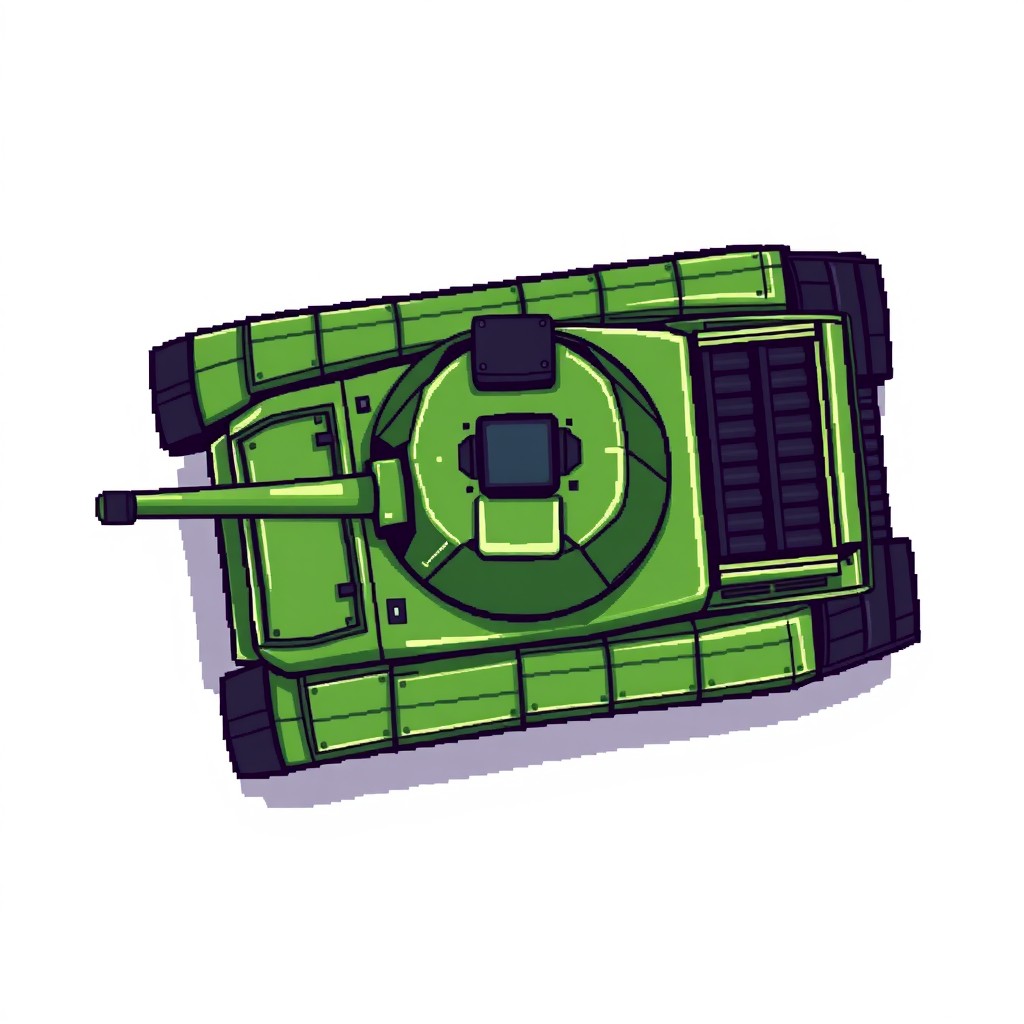 A top-down view pixel art illustration of a retro tank inspired by the NES game Battle City