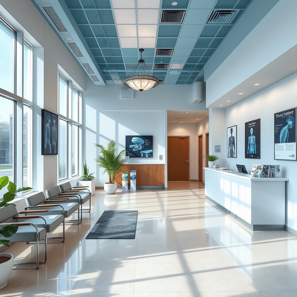 A welcoming reception office for a modern radiologic center, featuring a clean and bright interior design