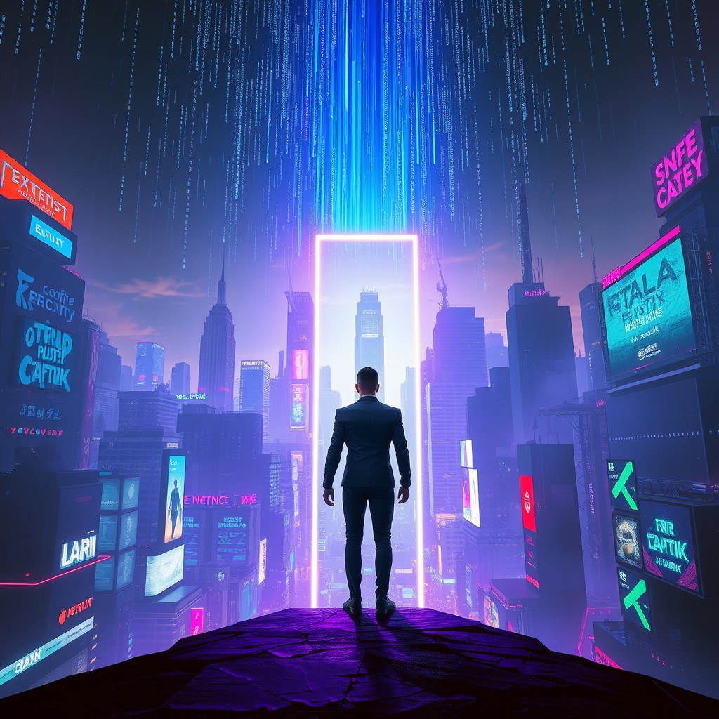 An imaginative depiction of 'exiting the Matrix'
