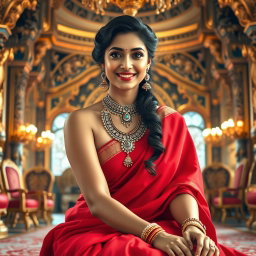 A stunning actress embodying a divine look, adorned with exquisite jewelry around her neck and elegant anklets on her feet