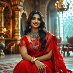 A stunning actress embodying a divine look, adorned with exquisite jewelry around her neck and elegant anklets on her feet
