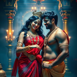 A stunning divine goddess, known as a beautiful Devi, adorned with exquisite jewelry including a shimmering necklace and elegant payal anklets