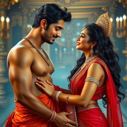 A stunning divine goddess, known as a beautiful Devi, adorned with exquisite jewelry including a shimmering necklace and elegant payal anklets