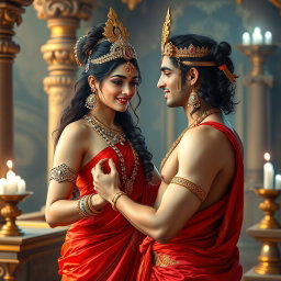 A stunning divine goddess with beautiful, milky glow skin, adorned with exquisite jewelry including a shimmering necklace and elegant payal anklets