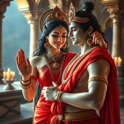 A stunning divine goddess with beautiful, milky glow skin, adorned with exquisite jewelry including a shimmering necklace and elegant payal anklets