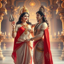 A beautiful divine goddess with glowing, milky skin, adorned with exquisite jewelry around her neck and delicate payal on her feet