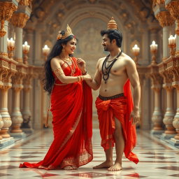 A beautiful divine goddess with radiant milky glow skin, adorned with exquisite jewelry around her neck and delicate payal on her feet