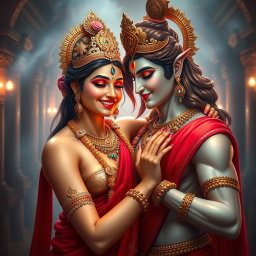 A stunning divine apsara with radiant, glowing skin, adorned with intricate jewellery around her neck and delicate payals