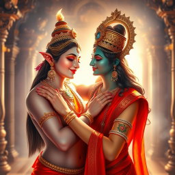 A stunning divine apsara with radiant, glowing skin, adorned with intricate jewellery around her neck and delicate payals