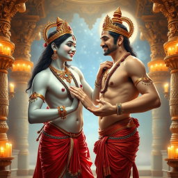 A beautiful divine apsara with glowing milk skin, adorned with exquisite jewelry around her neck and traditional payals, wearing a stunning red saree