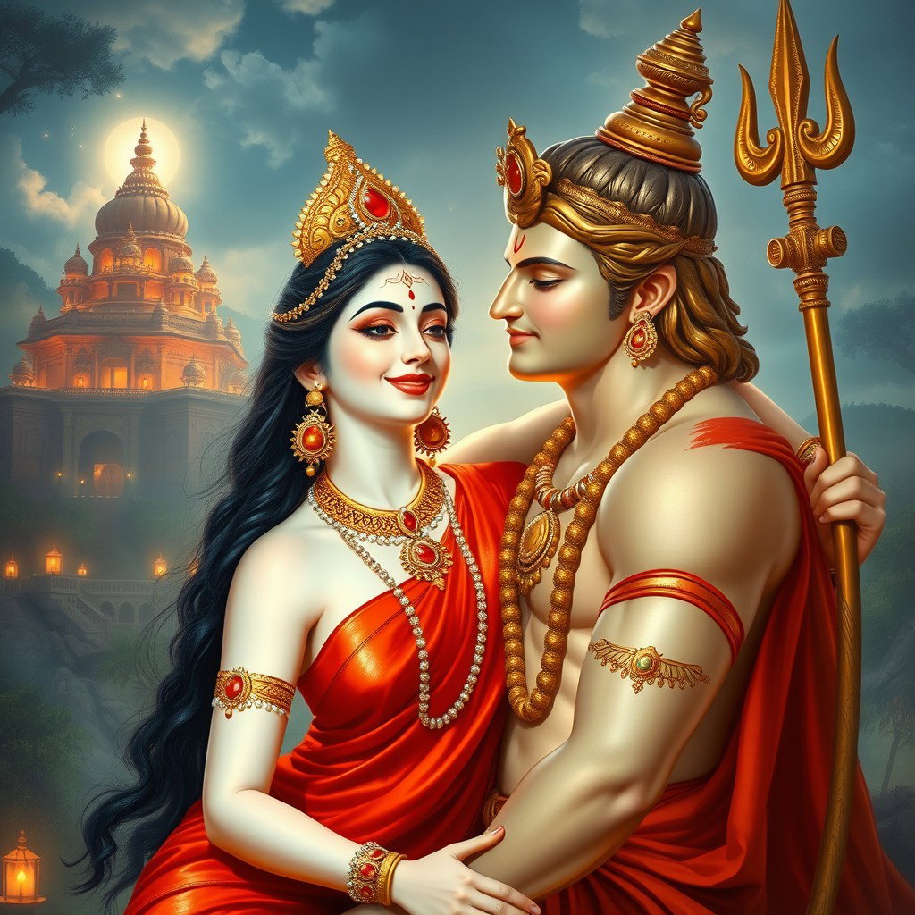 A beautiful divine apsara with glowing milk skin, adorned with intricate jewelry around her neck and delicate payals adorning her feet