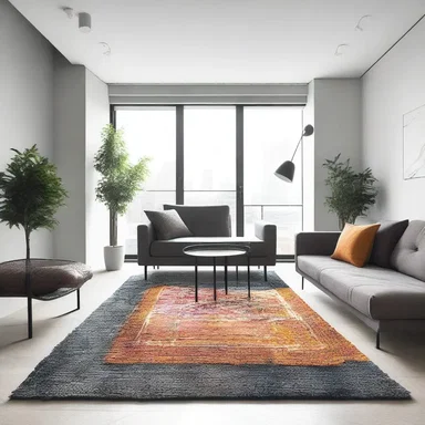 The nammad rug adds a touch of color and texture to the minimalistic interior design of the modern apartment.