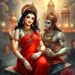A beautiful divine apsara with glowing milk skin, adorned with intricate jewelry around her neck and delicate payals adorning her feet