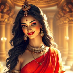A radiant goddess with a beautiful milk-glow complexion, embodying divine elegance