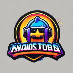 Craft a vibrant and dynamic gaming logo featuring the name 'NOOB MASTER54'. Incorporate elements typical to competitive video gaming like joysticks and headphones.