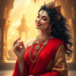 A radiant goddess with a beautiful milk-glow complexion, embodying divine elegance