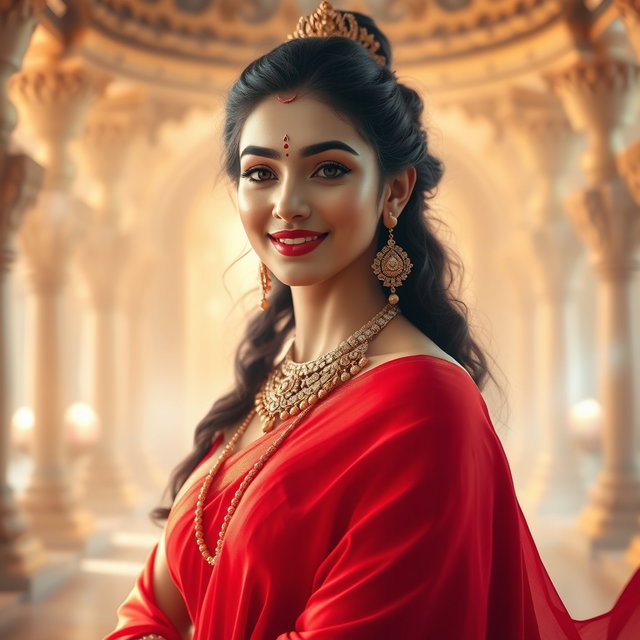 A radiant goddess with a beautiful milk-glow complexion, embodying divine elegance
