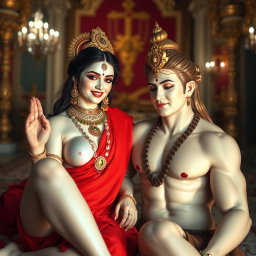A beautiful divine apsara with glowing milk skin, adorned with exquisite jewelry around her neck and delicate payal (anklets) on her feet