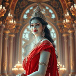 A divine goddess with glowing milk-white skin, radiating elegance and beauty