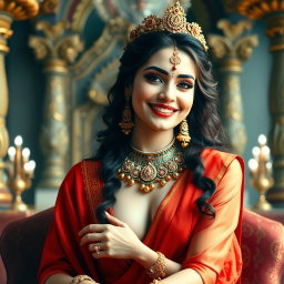 A divine goddess with beautifully glowing milky skin, adorned with exquisite jewelry around her neck and delicate payal on her feet