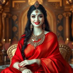 A divine goddess with beautifully glowing milky skin, adorned with exquisite jewelry around her neck and delicate payal on her feet