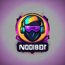 Craft a vibrant and dynamic gaming logo featuring the name 'NOOB MASTER54'. Incorporate elements typical to competitive video gaming like joysticks and headphones.