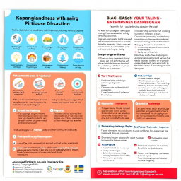 A detailed brochure about disaster preparedness, featuring essential tips and guidelines in both Kapampangan and Tagalog