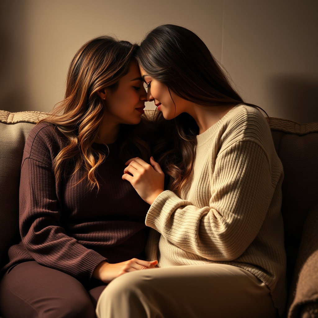 Intimate Moments: Cozy Couch Kiss