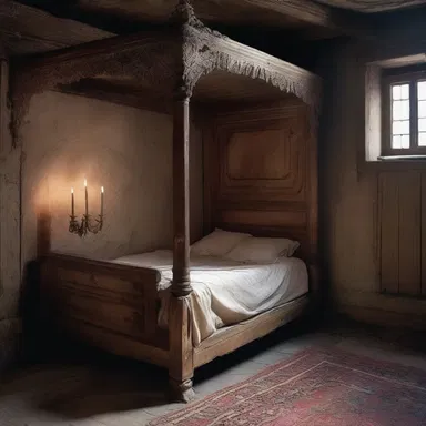 In the fantasy novel, the protagonist discovered a hidden magical room in their bedsitter, complete with a mystical sleeping chamber.