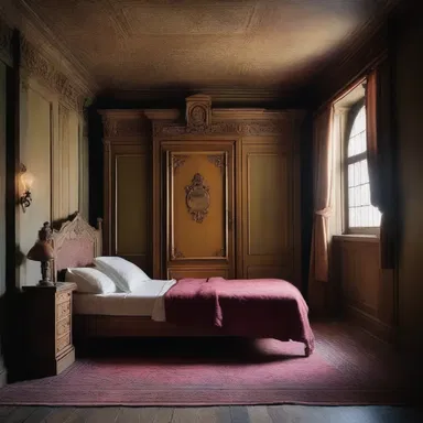 In the fantasy novel, the protagonist discovered a hidden magical room in their bedsitter, complete with a mystical sleeping chamber.