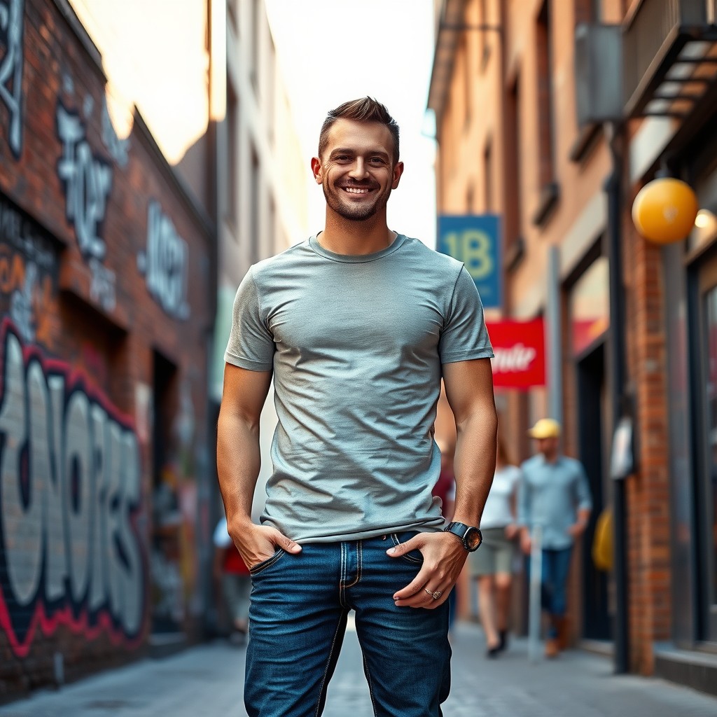 A full-body portrait of a tall man, standing confidently, with a height of 128 cm