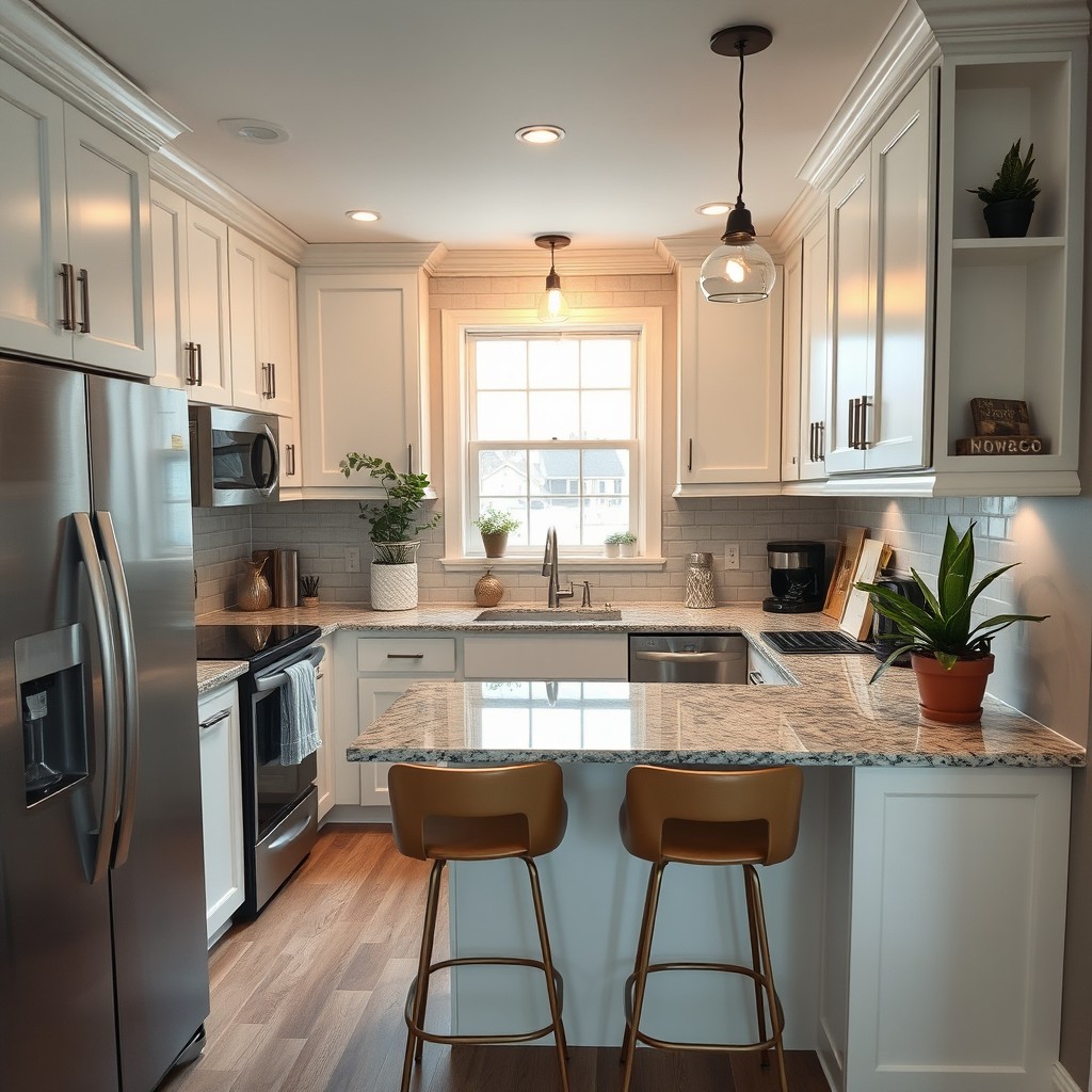 Charming American Kitchen with Bar Area