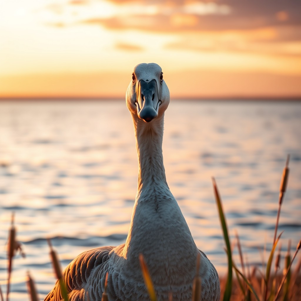 Sunset Serenity: Graceful Goose Portrait
