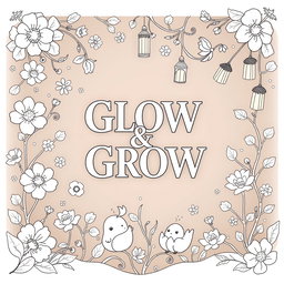 A cozy, whimsical, and inviting cover design for the coloring book "Glow & Grow