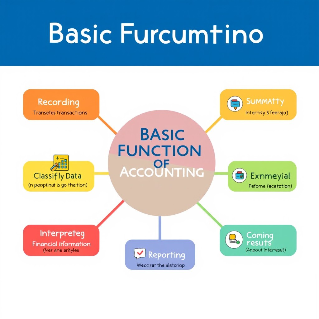 A visually appealing infographic that showcases the basic functions of accounting
