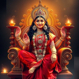 A mesmerizing Hindu goddess, exuding a beautiful divine glow, with radiant shining skin
