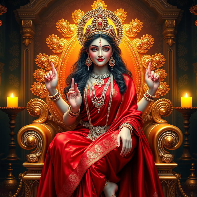 A mesmerizing Hindu goddess, exuding a beautiful divine glow, with radiant shining skin